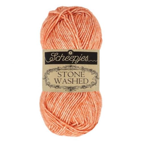 Scheepjes 1664-816 Stone Washed Baumwolle Garn, 816 Coral, 1x50g von Scheepjes