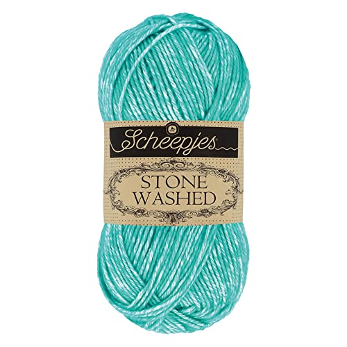 Scheepjes 1664-2 Stone Washed Baumwolle Garn, 78% 22% Acryl, 824 Turquoise, 10x50g, 10 Count von Scheepjes