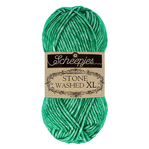 Scheepjes 1665-2 Stone Washed XL Baumwolle Garn, 865 Malachite, 10x50g, 10 Count von Scheepjes