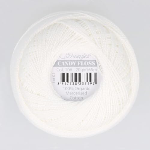 Scheepjes - Scheepjes Candy Floss 106 Snow White (165m) Bio Mercerisiert Baumwolle Garn - 1x20g von Scheepjes