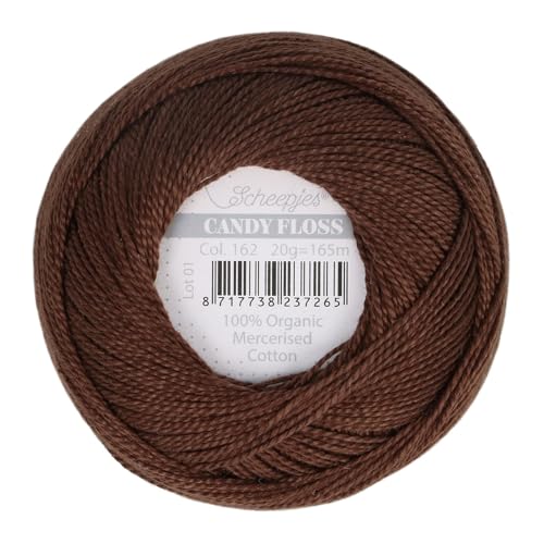 Scheepjes - Scheepjes Candy Floss 162 Black Coffee (165m) Bio Mercerisiert Baumwolle Garn - 1x20g von Scheepjes