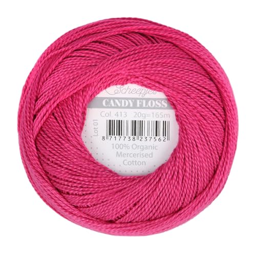 Scheepjes - Scheepjes Candy Floss 413 Cherry (165m) Bio Mercerisiert Baumwolle Garn - 1x20g von Scheepjes