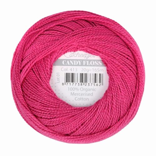 Scheepjes - Scheepjes Candy Floss 413 Cherry (165m) Bio Mercerisiert Baumwolle Garn - 1x20g von Scheepjes
