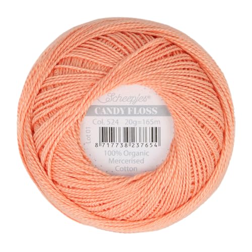 Scheepjes - Scheepjes Candy Floss 524 Apricot (165m) Bio Mercerisiert Baumwolle Garn - 1x20g von Scheepjes