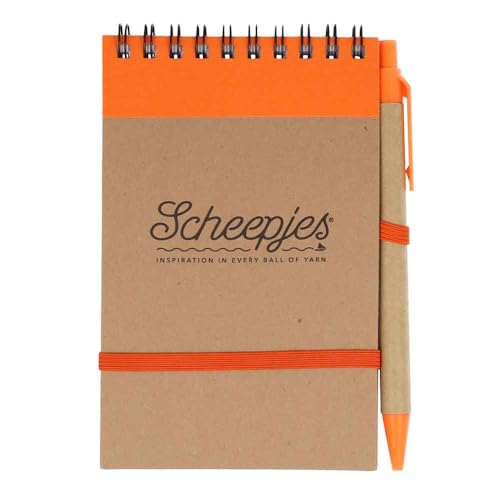 Scheepjes - Scheepjes Recycelt Papier Karton (A6-Format) Orange Akzent Spiral Bindung Notizbuch mit Passend Stift - 1 Satz von Scheepjes