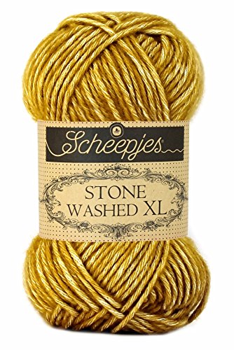 Scheepjes Stonewashed XL | Weiches Baumwollmischgarn zum Häkeln und Stricken | 50 g ~ 75 m für Nadelstärke 5 mm (849 Yellow Jasper) von Scheepjes