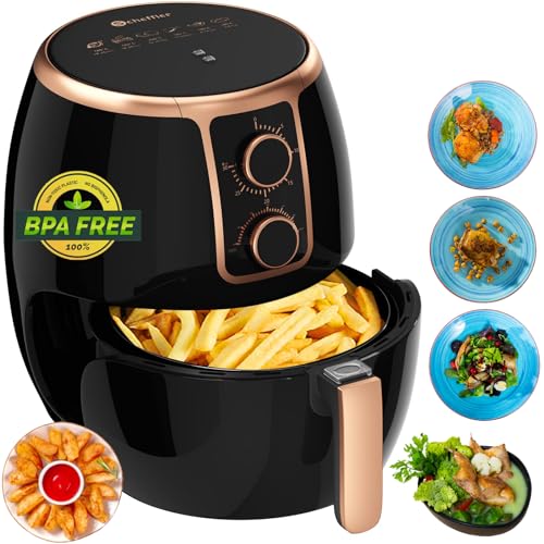 Scheffler 3,7L Heißluftfritteuse Klein, Fritteuse Heissluft Ohne Fett, 1500W Airfryer, Power Air fryer, Fritteusen Ohne Öl mit Thermostat und Timer, mini heißluftfritteuse von Scheffler