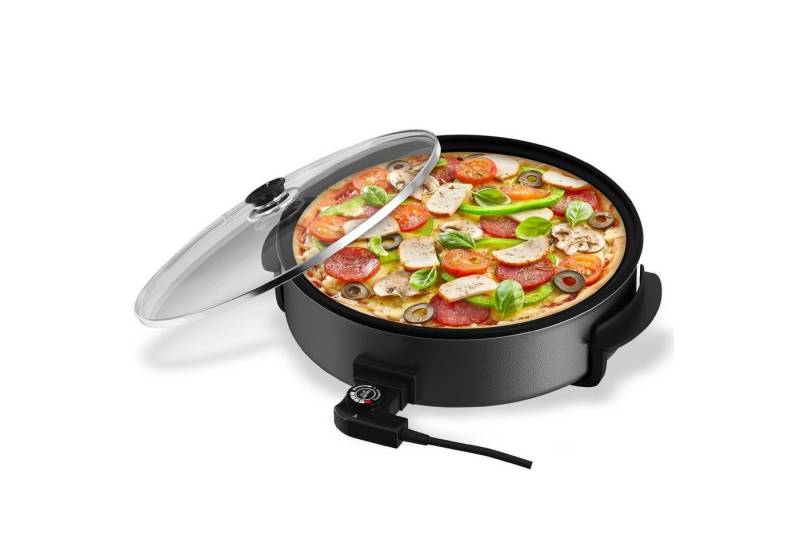 Scheffler Elektrische Pfanne Elektrische pfanne 30/40cm Elektrisch Pizzapfanne mit decke, 1500,00 W, mit Antihaftbeschichtet,5 Einstellbare Temperaturen, 5L/8L/13L von Scheffler