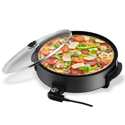 Scheffler Elektrische pfanne elektrisch Pizzapfanne 30cm Elektropfanne mit decke,Multifunktionspfanne mit Antihaftbeschichtet,5 Einstellbare Temperaturen,5L,1500W(EPP-30) von Scheffler