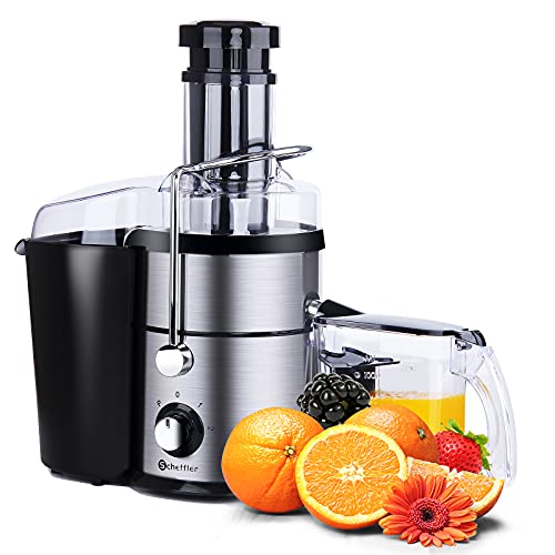 Scheffler Entsafter für Obst und Gemüse, Entsafter aus Edelstahl, Zentrifugalentsafter 1000W Juicer mit 1L Saftkanne, Geschwindigkeitsstufen, 73mm Füllöffnung Saftpresse Elektrisch von Scheffler