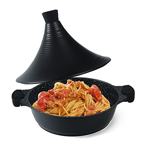 Scheffler Tajine Topf - Marokkanische Tagine 32cm Antihaftbeschichtung aus Aluminium mit kegelförmigem (32CM-Black) von Scheffler