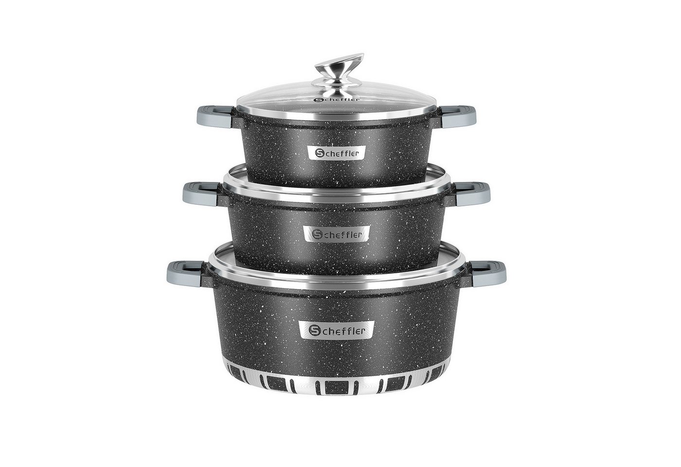 Scheffler Topf-Set 6/8-tlg Kochtopf Set Induktions Antihaftbeschichtung Töpfe Set, Aluminium (Töpfe in mehreren Größen, Topfset), Aluminium Topf von Scheffler