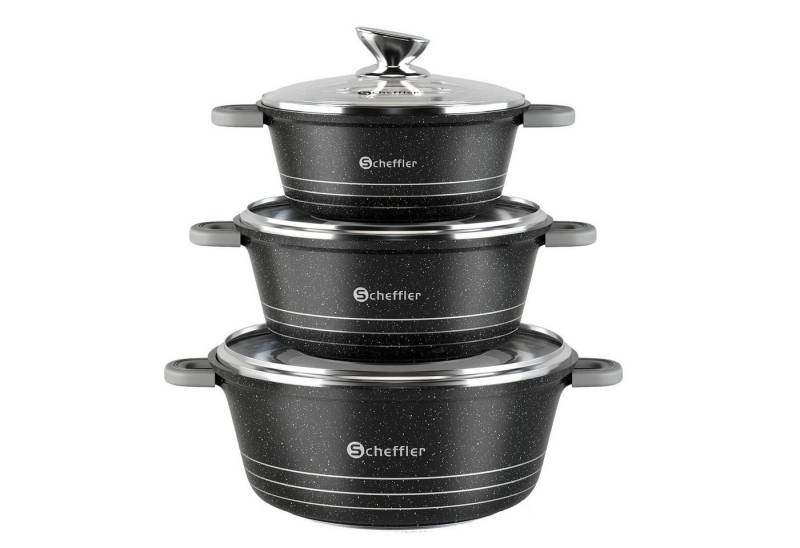 Scheffler Topf-Set 6-tlg Kochtopf Set Induktions Antihaftbeschichtung Töpfe Set, Aluminium (Topf) von Scheffler