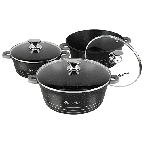Scheffler Topfset mit Glasdeckel, 24cm,4L/28cm,6L/32cm,10L, Kochtopf Set Induktions Töpfe Set, mit Antihaftbeschichtung, Töpfe kochtöpfe Induktion, Spülmaschinengeeignet Scheffler Topfset mit Glasdeckel, 24cm,4L/28cm,6L/32cm,10L, Kochtopf Set Induktions Töpfe Set, mit Antihaftbeschichtung, Töpfe kochtöpfe Induktion, Spülmaschinengeeignet von Scheffler