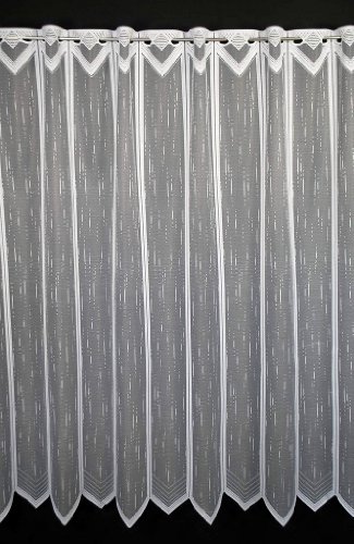 frankgardinen Scheibengardine längs gestrichelt 150 cm hoch Weiß - Wunschbreite frei wählbar durch gekaufte Menge in 23,5 cm Schritten - Meterware von frankgardinen