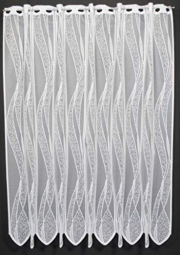 Scheibengardine Welle 110 cm hoch ganz weiß - Wunschbreite frei wählbar durch gekaufte Menge in 11,5 cm Schritten - Meterware von frankgardinen