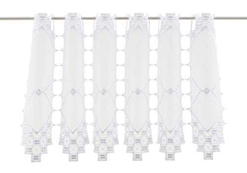 Scheibengardine Lochstickerei 30 cm hoch Weiß - Wunschbreite frei wählbar durch gekaufte Menge in 10,5 cm Schritten - Meterware von Scheibengardinen Höhe Variabel
