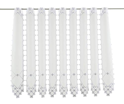 Scheibengardine Lochstickerei 55 cm hoch Weiß - Wunschbreite frei wählbar durch gekaufte Menge in 10,5 cm Schritten - Meterware von Scheibengardinen Höhe Variabel