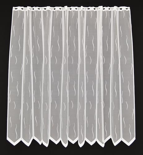 Scheibengardine kleinem Wellenmuster 120 cm hoch Weiß - Wunschbreite frei wählbar durch gekaufte Menge in 25,5 cm Schritten - Meterware von Scheibengardinen Höhe Variabel