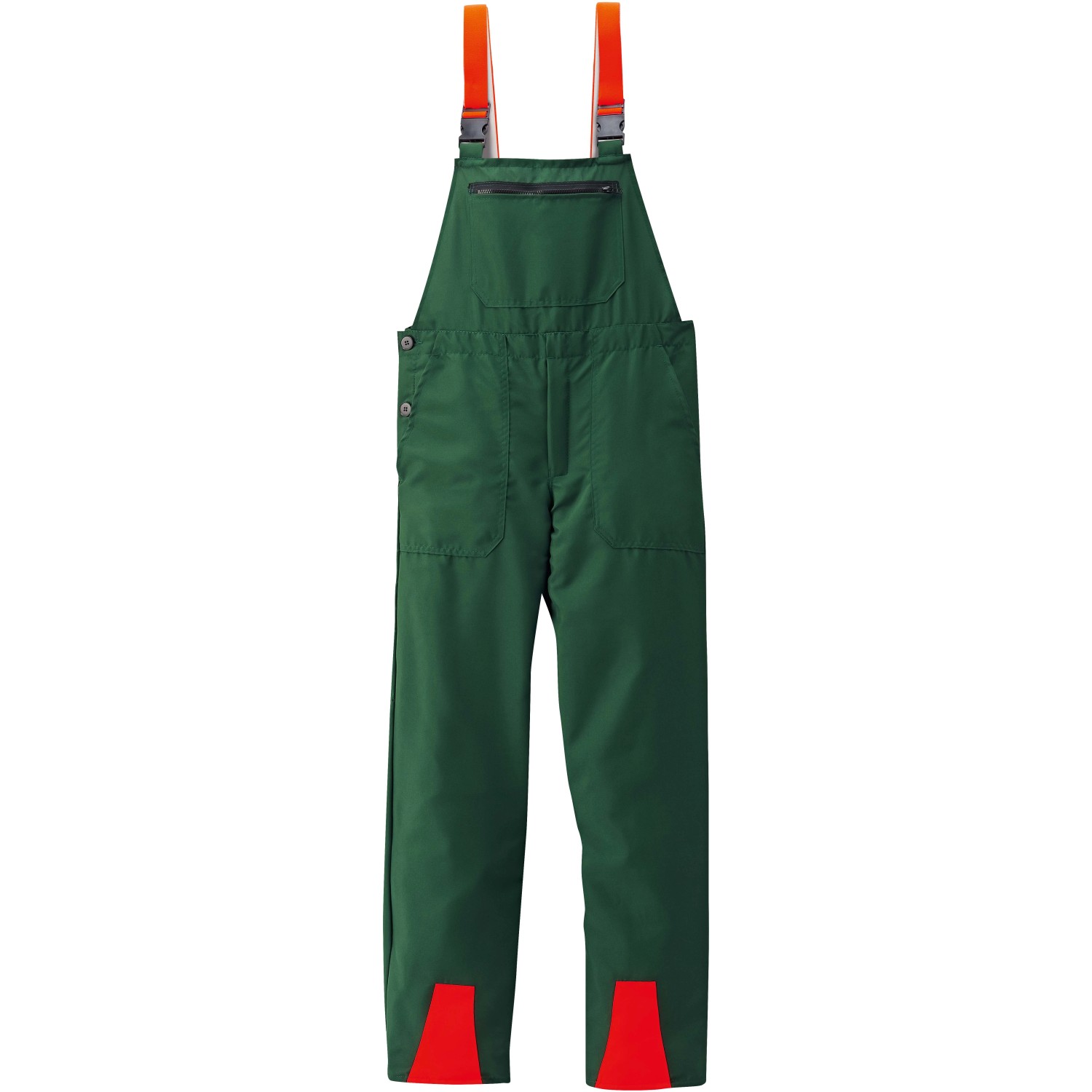Schnittschutz-Latzhose Basic Grün-Orange Gr. 50 von Scheibler workwear