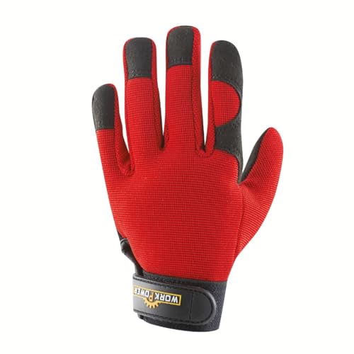 Scheibler Workwear – Kinder Schutzhandschuhe Fidel – Arbeitshandschuhe mit Handflächenbeschichtung & elastischem Handrücken – verfügbar in den Größen 8 (Schwarz/Rot) von Scheibler