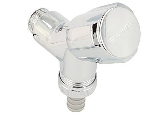 SCHELL 033860699 Geräteschrägsitzventil COMFORT , für Waschmaschinenanschluss 1/2", Oberfläche chrom , COMFORT-Griff und Fettkammeroberteil, Rosette ,54mm, Rückflussverhinderer, Schlauchverschraubung von Schell