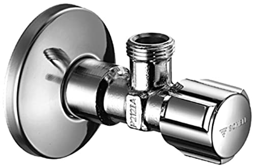 SCHELL 052120699 DIN-Eckregulierventil / Eckregulierventil COMFORT , Eckventil / Ventil 1/2'' x 3/8'', verchromt , Langer Schubschaft, Rosette , 54 mm, mit COMFORT-Griff, ohne Quetschverschraubungen von Schell