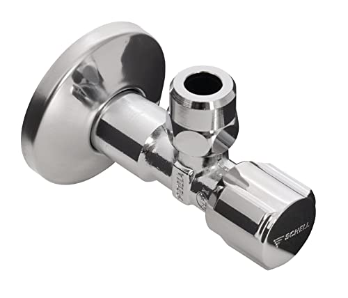 Schell Eckventil für Waschbecken & Spülkasten | 49220621 | 3/8 Zoll | Anschluss Armatur | Mit Quetschüberwurf & Längenausgleich | Mit Schubrosette | Messing | Chrom | 19058 9 von Schell