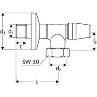 Schell Wasserzähler-Eckventil 1/2" x 3/4" ÜM mit Plombiervorrichtung von Schell