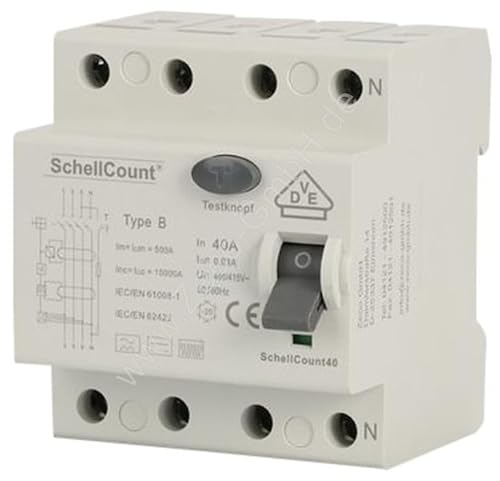 FI/RCD Typ B - Allstromsensitiv - 40A 4-Polig 0,03A / 30mA Fehlerstromschutzschalter VDE Zertifizierung FI/RCD Typ B - Allstromsensitiv - 40A 4-Polig 0,03A / 30mA Fehlerstromschutzschalter VDE Zertifizierung von SchellCount