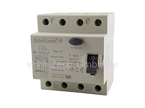 FI/RCD Typ B - Allstromsensitiv - 40A 4-Polig 0,3A / 300mA Fehlerstromschutzschalter FI/RCD Typ B - Allstromsensitiv - 40A 4-Polig 0,3A / 300mA Fehlerstromschutzschalter von SchellCount