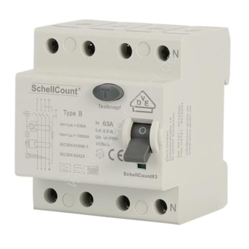 FI/RCD Typ B - Allstromsensitiv - 63A 4-Polig 0,03A / 30mA Fehlerstromschutzschalter VDE Zertifizierung FI/RCD Typ B - Allstromsensitiv - 63A 4-Polig 0,03A / 30mA Fehlerstromschutzschalter VDE Zertifizierung von SchellCount