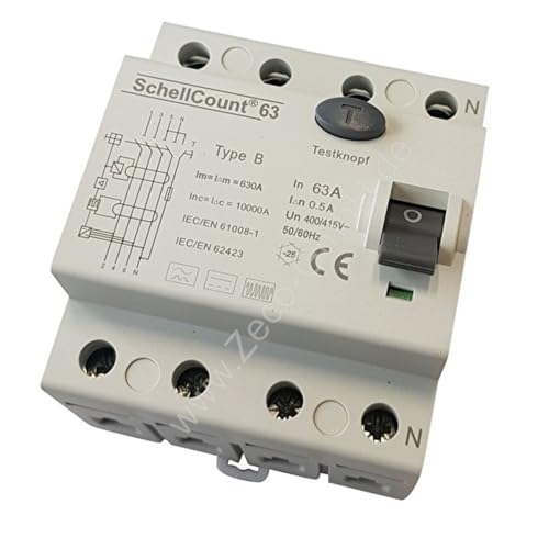FI/RCD Typ B - Allstromsensitiv - 63A 4-Polig 0,5A / 500mA Fehlerstromschutzschalter FI/RCD Typ B - Allstromsensitiv - 63A 4-Polig 0,5A / 500mA Fehlerstromschutzschalter von SchellCount