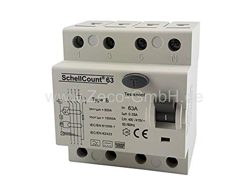 SchellCount63 Fehlerstromschutzschalter RCCB 63A 4-pol.Typ B Ladegerät Elektroauto Wallbox SchellCount63 Fehlerstromschutzschalter RCCB 63A 4-pol.Typ B Ladegerät Elektroauto Wallbox von SchellCount