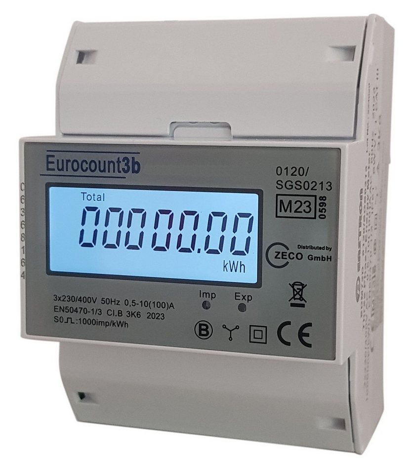 Schellcount Drehstromzähler digitaler 3-Phasen Stromzähler, MID geeicht, LC-Display, Hutschiene Schellcount Drehstromzähler digitaler 3-Phasen Stromzähler, MID geeicht, LC-Display, Hutschiene von Schellcount