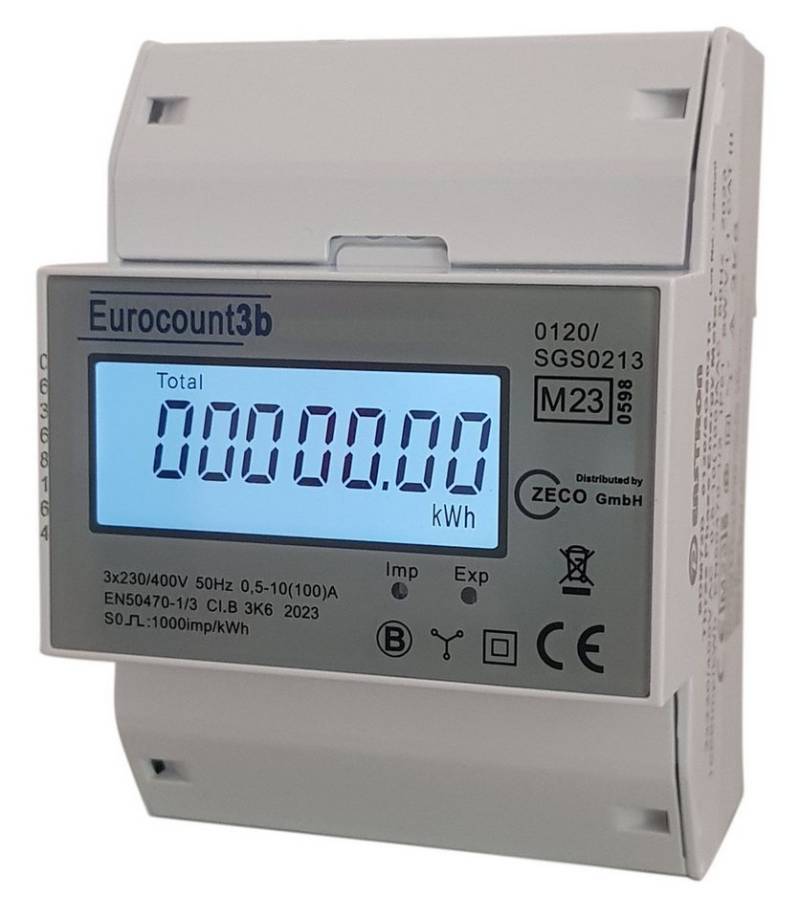 Schellcount Drehstromzähler digitaler 3-Phasen Stromzähler, MID geeicht, LC-Display, Hutschiene von Schellcount