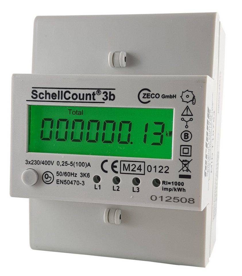 Schellcount Drehstromzähler mit Tageszähler (rückstellbar) + momentane Lastanzeige, geeicht von Schellcount