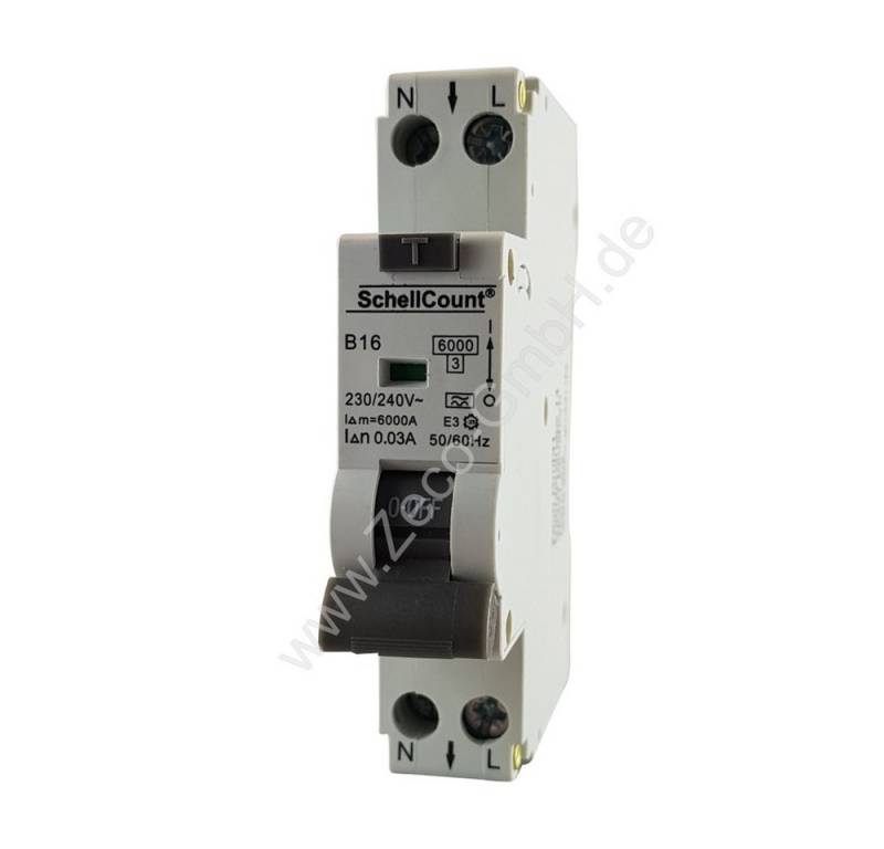 Schellcount Schalter FI-LS Schalter Fehlerstromschutzschalter 2-polig, B16A - 30mA, 1TE von Schellcount