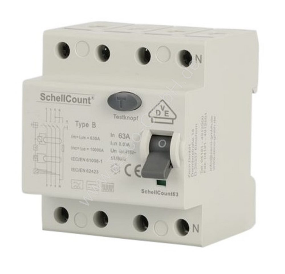 Schellcount Schalter Fehlerstromschutzschalter FI Schalter Typ B 63A 30mA VDE Zertifiziert Schellcount Schalter Fehlerstromschutzschalter FI Schalter Typ B 63A 30mA VDE Zertifiziert von Schellcount