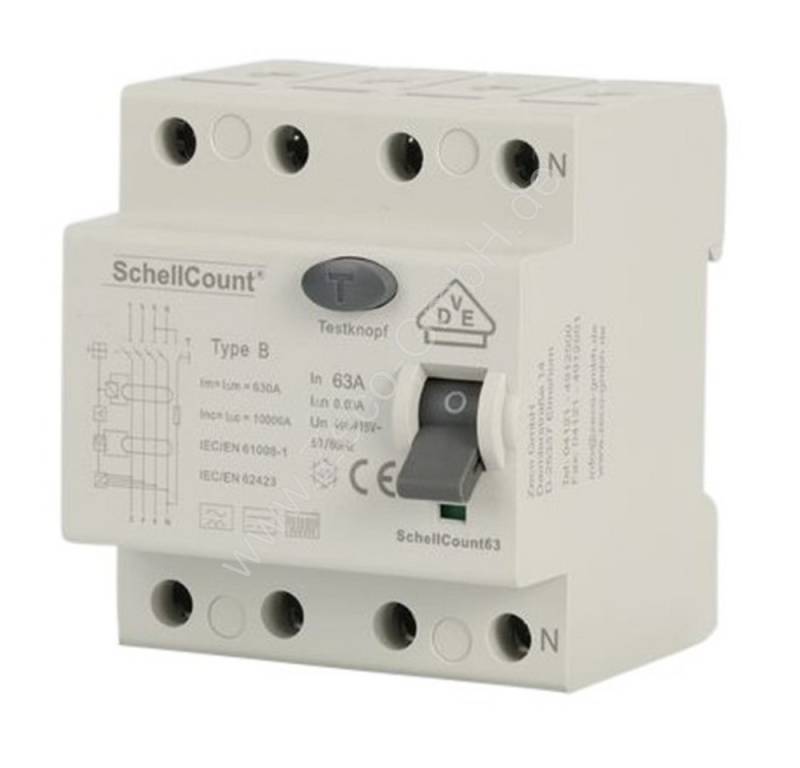 Schellcount Schalter Fehlerstromschutzschalter FI Schalter Typ B 63A 30mA VDE Zertifiziert von Schellcount