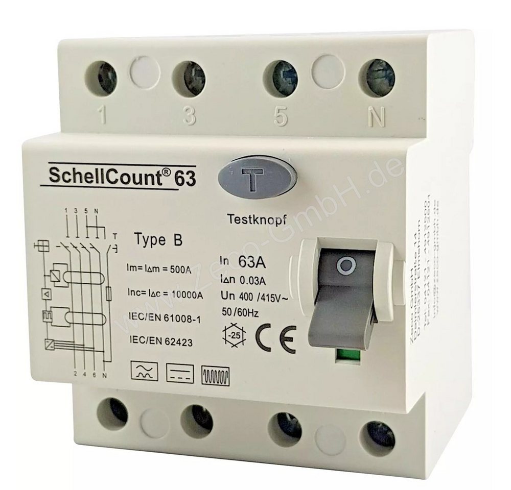 Schellcount Schalter Schellcount63 Fehlerstromschutzschalter Typ B Allstromsensitiv Schellcount Schalter Schellcount63 Fehlerstromschutzschalter Typ B Allstromsensitiv von Schellcount