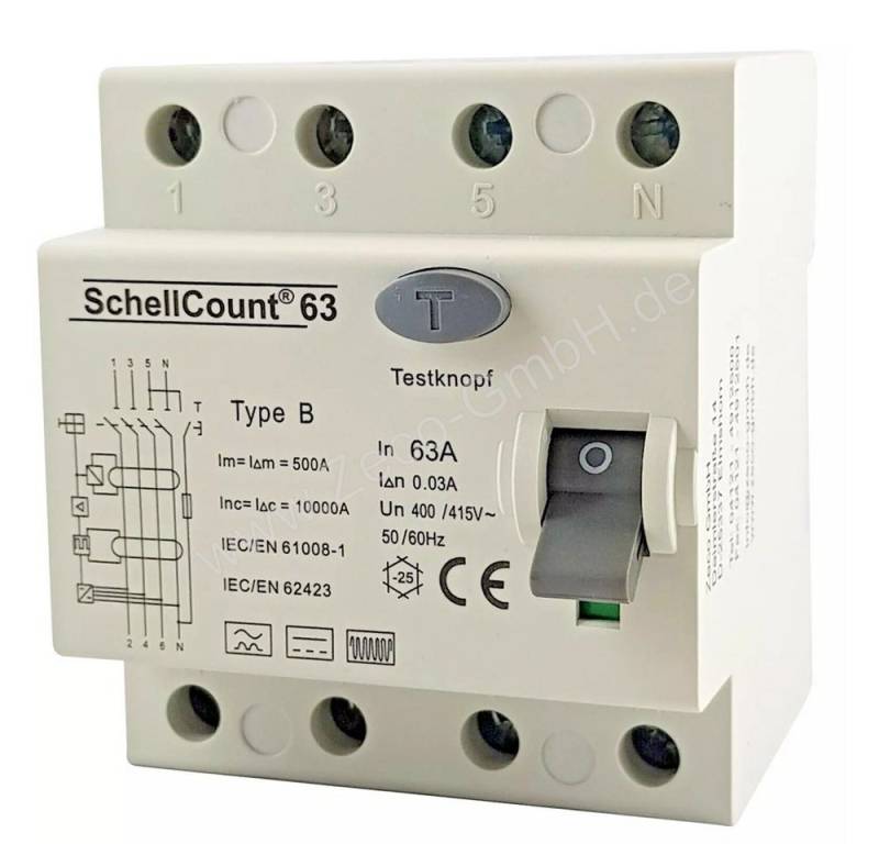 Schellcount Schalter Schellcount63 Fehlerstromschutzschalter Typ B Allstromsensitiv von Schellcount