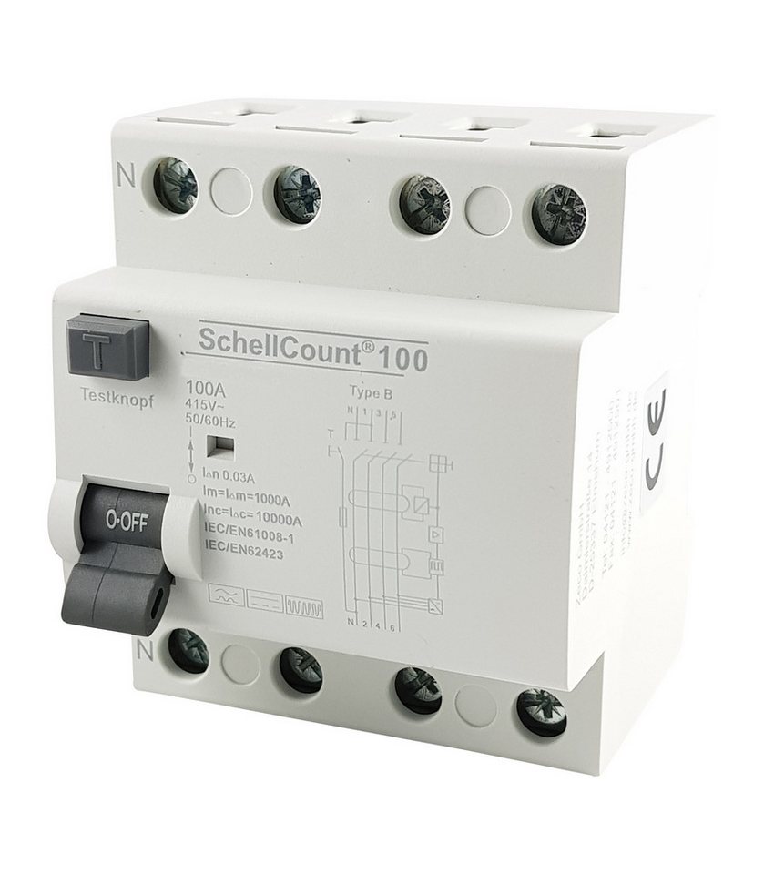 Schellcount Sicherheitsrelais Fehlerstrom Schutzschalter allstromsensitiver Typ B, 100A -30mA Schellcount Sicherheitsrelais Fehlerstrom Schutzschalter allstromsensitiver Typ B, 100A -30mA von Schellcount