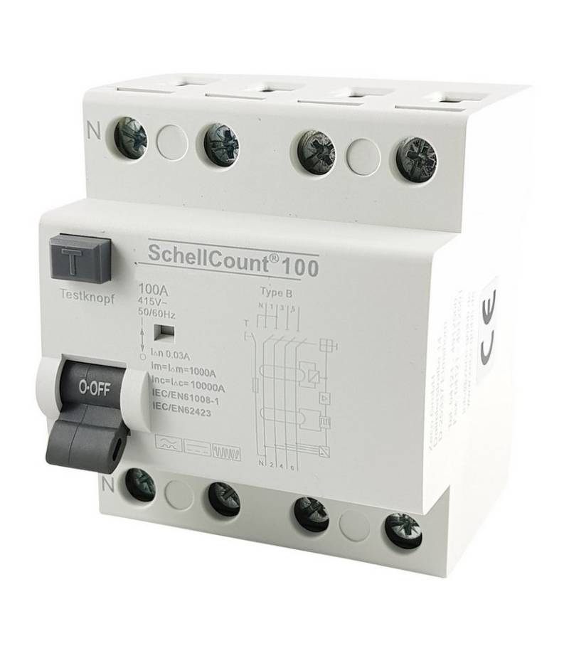 Schellcount Sicherheitsrelais Fehlerstrom Schutzschalter allstromsensitiver Typ B, 100A -30mA von Schellcount