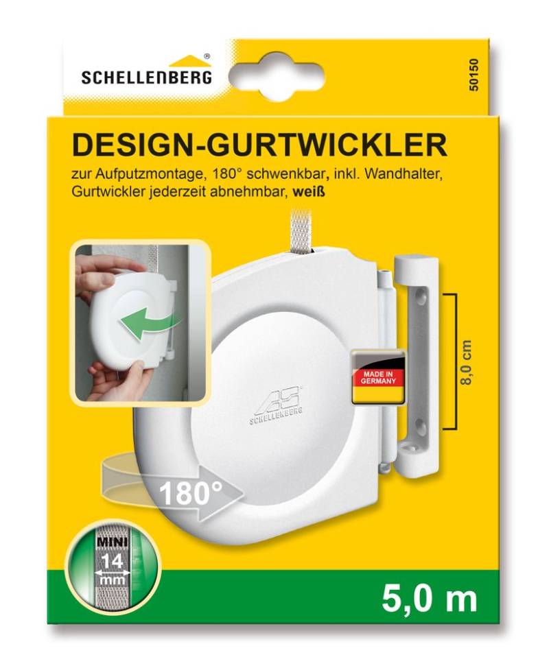 Schellenberg Design Aufschraubwickler Gurtwickler Mini weiß mit Gurt von Schellenberg Alfred