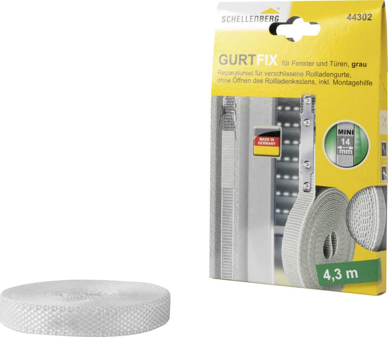 Schellenberg Gurtfix Mini Schnellreparaturset 14 mm x 4,30 m grau von Schellenberg Alfred