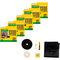 SCHELLENBERG Fliegengitter-Gewebe "aufrollbar, für Fenster" Set, 5 Stk. tlg. Klebe-Klett-Montage, 130 x 150 cm, anthrazit von Schellenberg