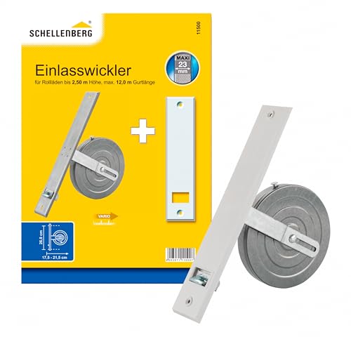 Schellenberg 11500 Rolladen Gurtwickler Unterputz, 26 cm Lochabstand, inkl. Abdeckung, Einlasswickler System Maxi, verzinkt von Schellenberg