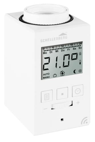 Schellenberg 20101 Digitales Heizkörperthermostat mit Display und Zeitsteuerung, bis zu drei programmierbare Heiz- und Sparzeiten pro Tag, Frost- und Kalkschutz, leichte Klick-Montage von Schellenberg