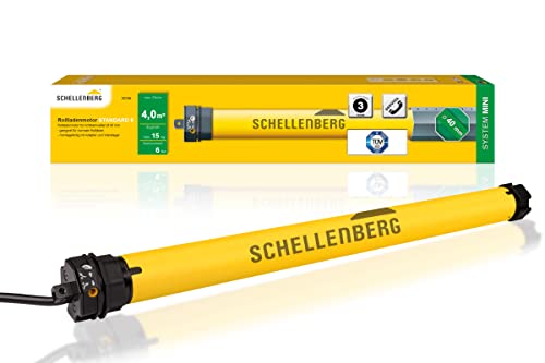 Schellenberg 20106 Rolladenmotor Mini Standard 6 Nm, mechanische Endlageneinstellung, Rohrmotor für 40 mm Welle, bis 4 m² Rollladenfläche, Set inkl. Wandlager von Schellenberg
